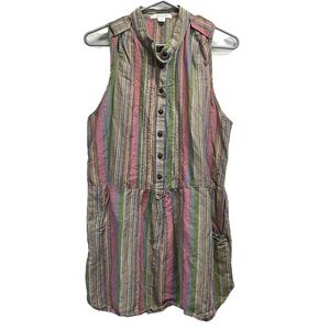 Jazmin Chebar Linen Blend Multicolor Womens Striped Sleeveless Dress Tunic‎ Sz 3
